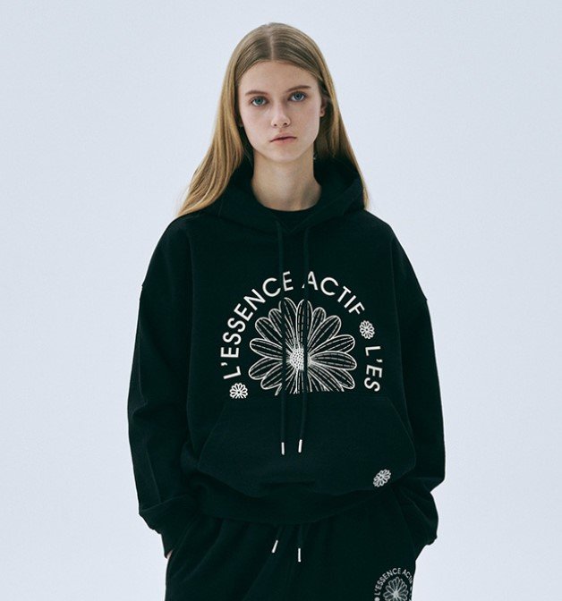 ACTIF] HOODIE SWEATSHIRT ACTIF EMBLEM_BLACK CREAM | Everuts