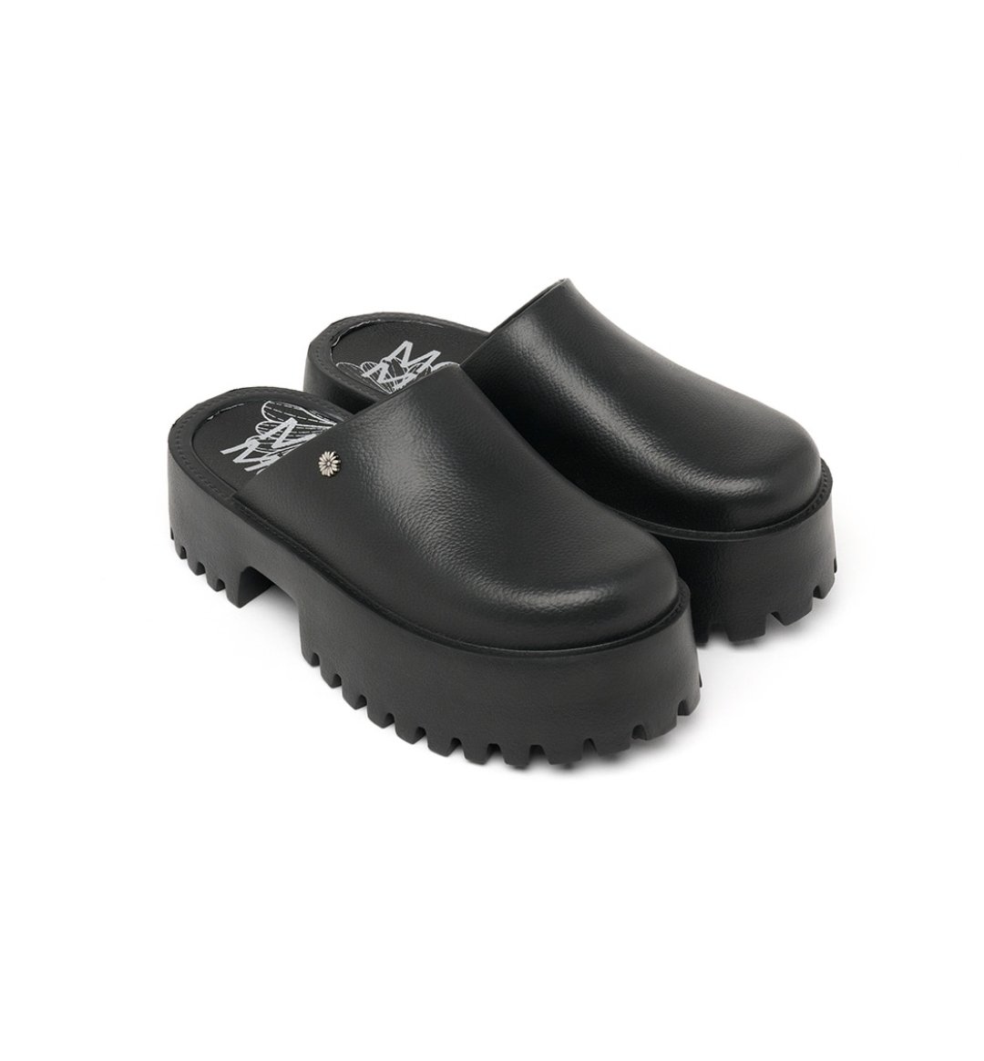 Mardi Mercredi FLOWER RIVET PLATFORM MULE_BLACK | Everuts