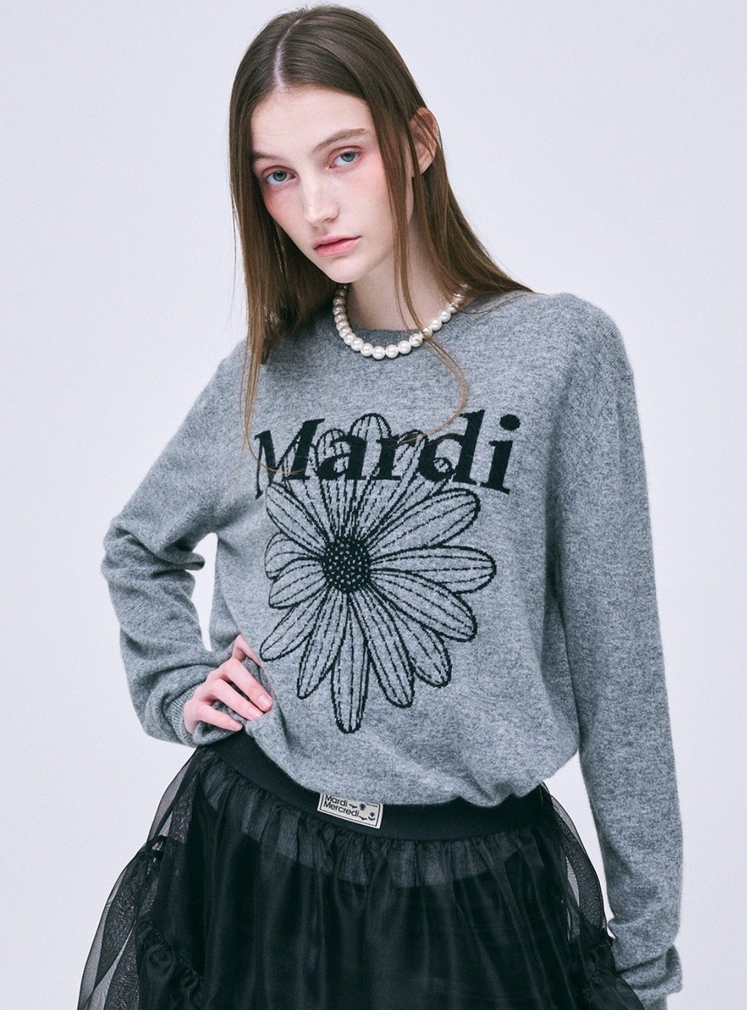 CASHMERE CREW NECK FLOWERMARDI_NAVY IVORY main image 0