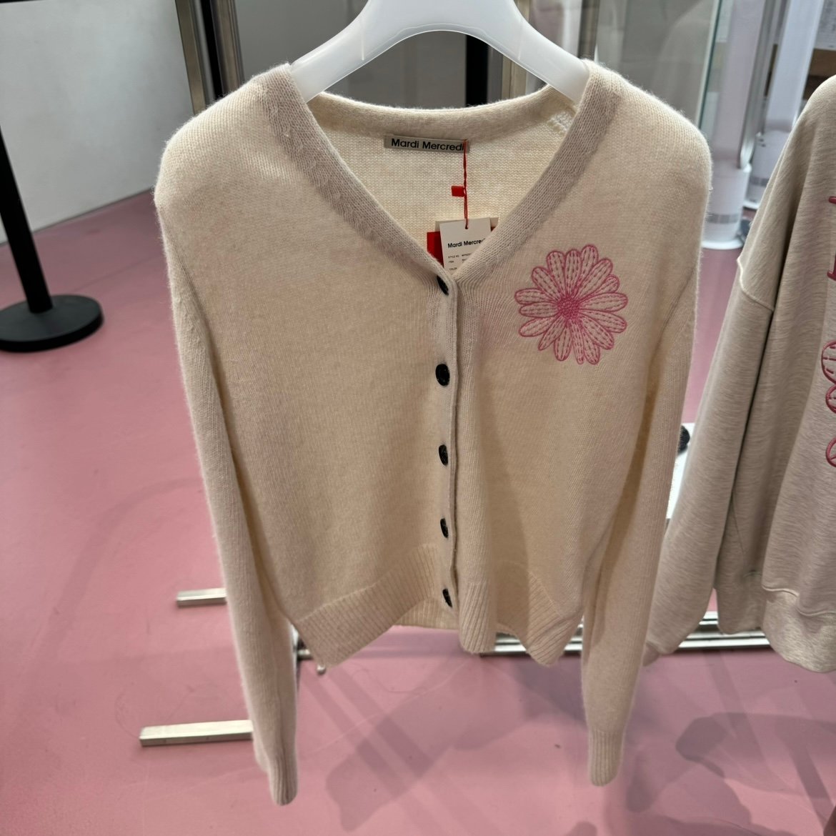 Mardi Mercredi Raccoon Blended Cardigan V Neck Ivo... | Everuts 